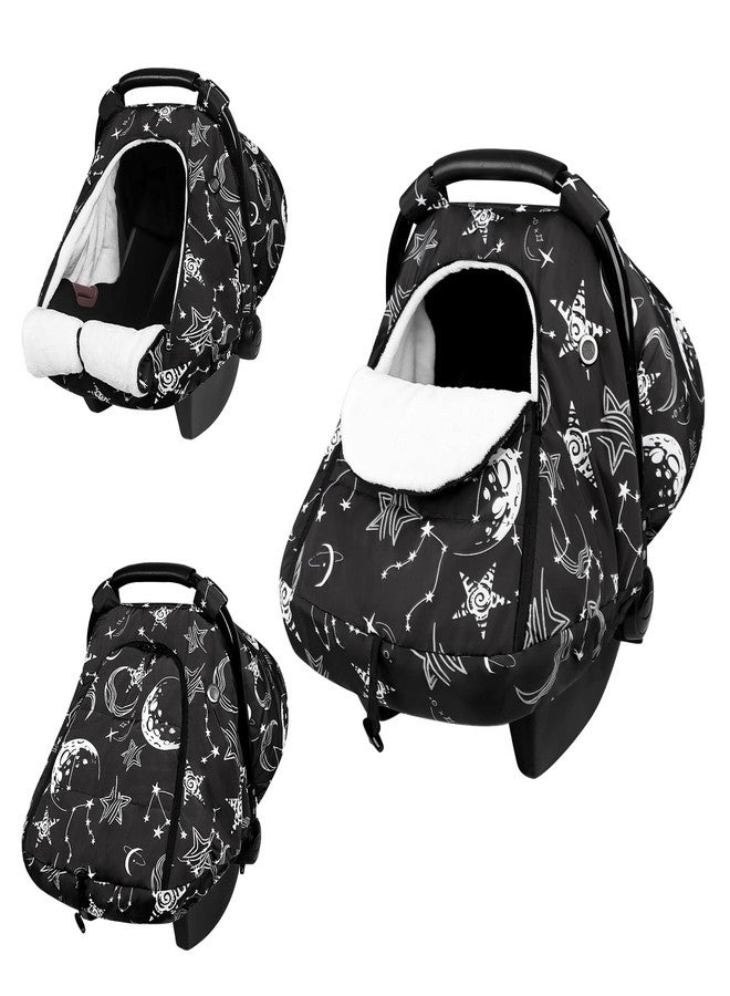 GFU Winter Car Seat Cover Baby, GFU Warm Carseat Cover for Babies, Universal Infant Car Seat Canopy Waterproof, Cold Weather Shield Coats Black Star - Image 1